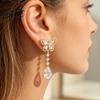 Drapey Face Contouring Earrings 1 Pair Butterfly Drop for Women Inlay Teardrop Zirconia Earrings Fashion Round Sparkly Rhinestone Dangle Jewelry