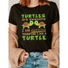 Women's Cute Turtle Print T-Shirt - -Shaped Two Wide-Eyed & "I Turtle" Text, Semi-Sheer Crew Neck Short Sleeve Blouse for Spring Summer Casual Wear