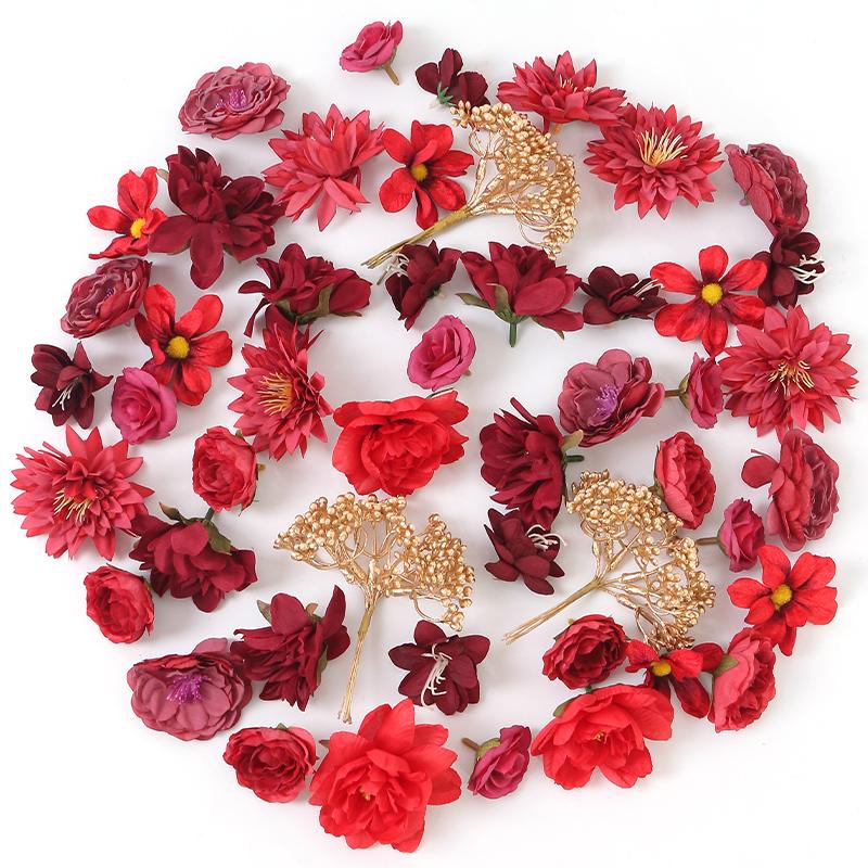 Mixed Artificial Rose Flowers Heads Fake Flower for Home Hoom Decor Garden Wedding Decoration DIY Craft Garland Gifts Accessory