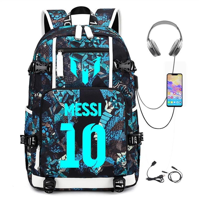 Football Printed Student Backpack Multifunctional Usb Interface Large Capacity Leisure Travel Backpack