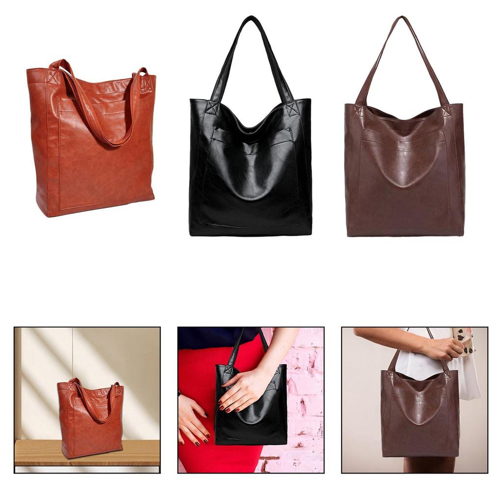 Women Shoulder Bag Fashion Purse Large Capacity PU Leather Satchel Top Handle Handbag for Beach Commuting Work Travel Ladies