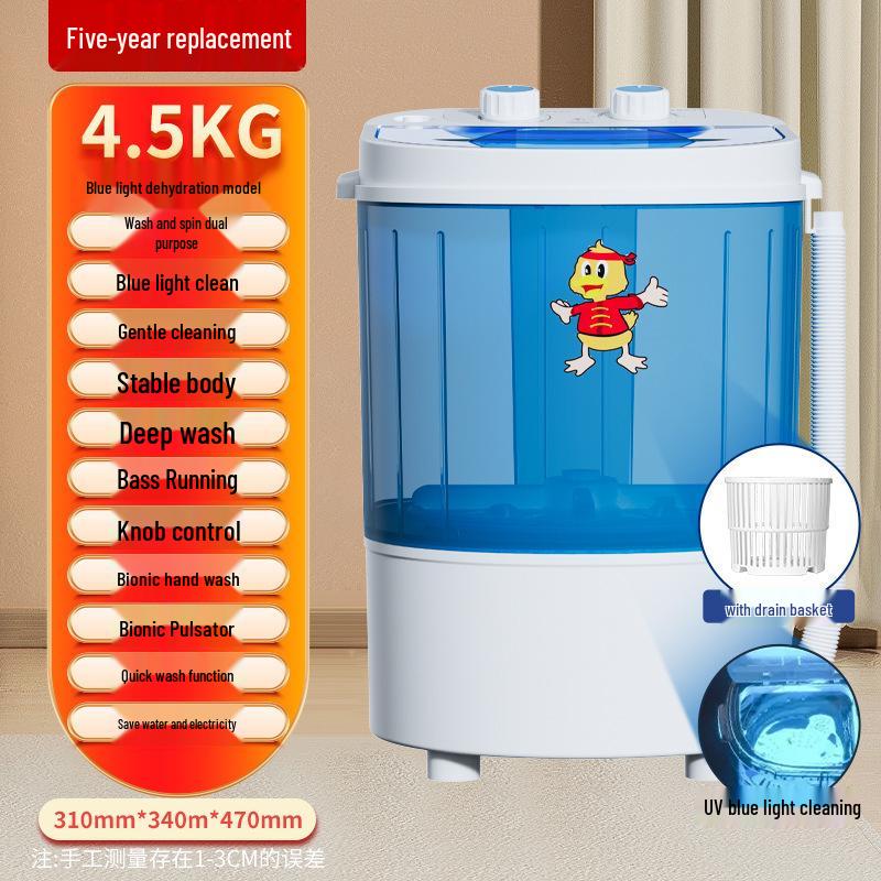 Mini Mașină de Spălat Compactă Semi-Automată pentru Haine de Bebeluș, Șosete, Lenjerie Intimă - Ideală pentru Acasă, Chirie sau Utilizare în Cămin