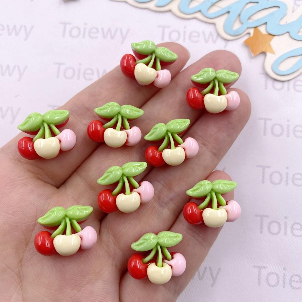 24pcs Colorful Kawaii Cartoon Bowknort Red Cherry Flat Back Stone DIY Wedding Bow Jewelry Applique Home Decor Crafts Accessories