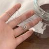 Fashion Charm Sterling Silver Double Ring Crossed Zircon Pendant Necklace for Woman Collarbone Chain Jewelry Accessory Gifts