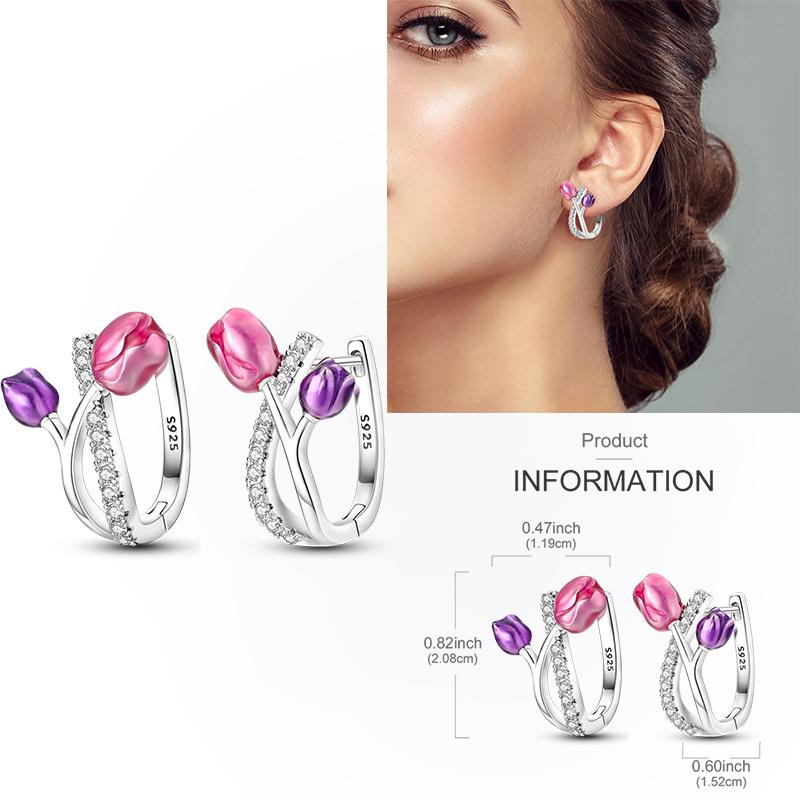 925 Silver Hoop Earring Moon Sun Earring Pendent Zircon Heart Shape Star Eardrop For Women Girl Making Jewelry