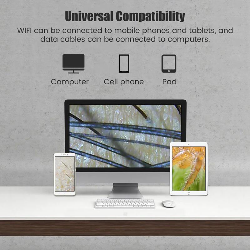 Digital Microscope WiFi Wireless Electron Dermatoscope Scalp Detection Pores Magnifier Facial Skin Analyzer Machine Professional