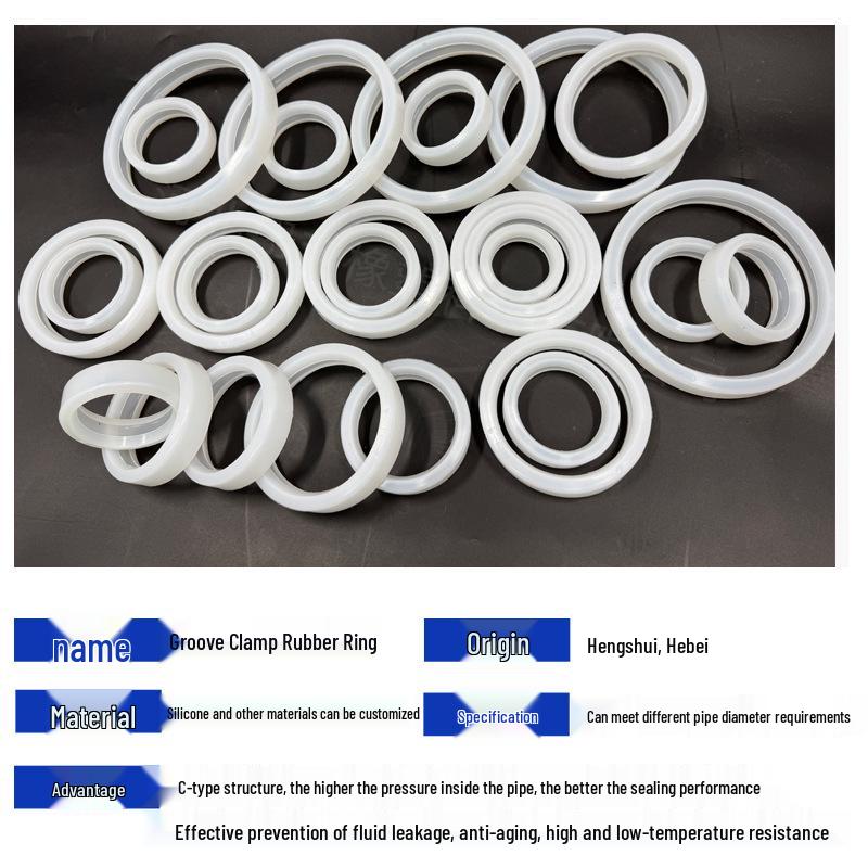 Silicone Groove Clamp Seal Ring for Sanitary Quick-Connect Pipe Fittings in Firefighting Systems.