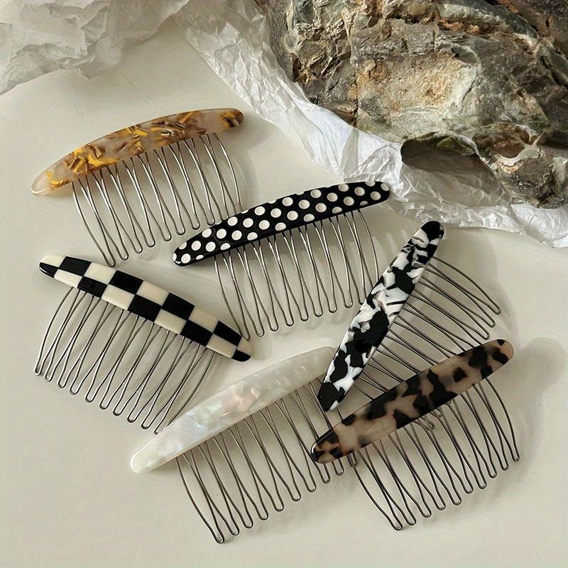 Fashion Hair Combs Set, Acetate Alloy, Leopard Checkerboard Patterns, Women's Daily Casual Styling Accessories