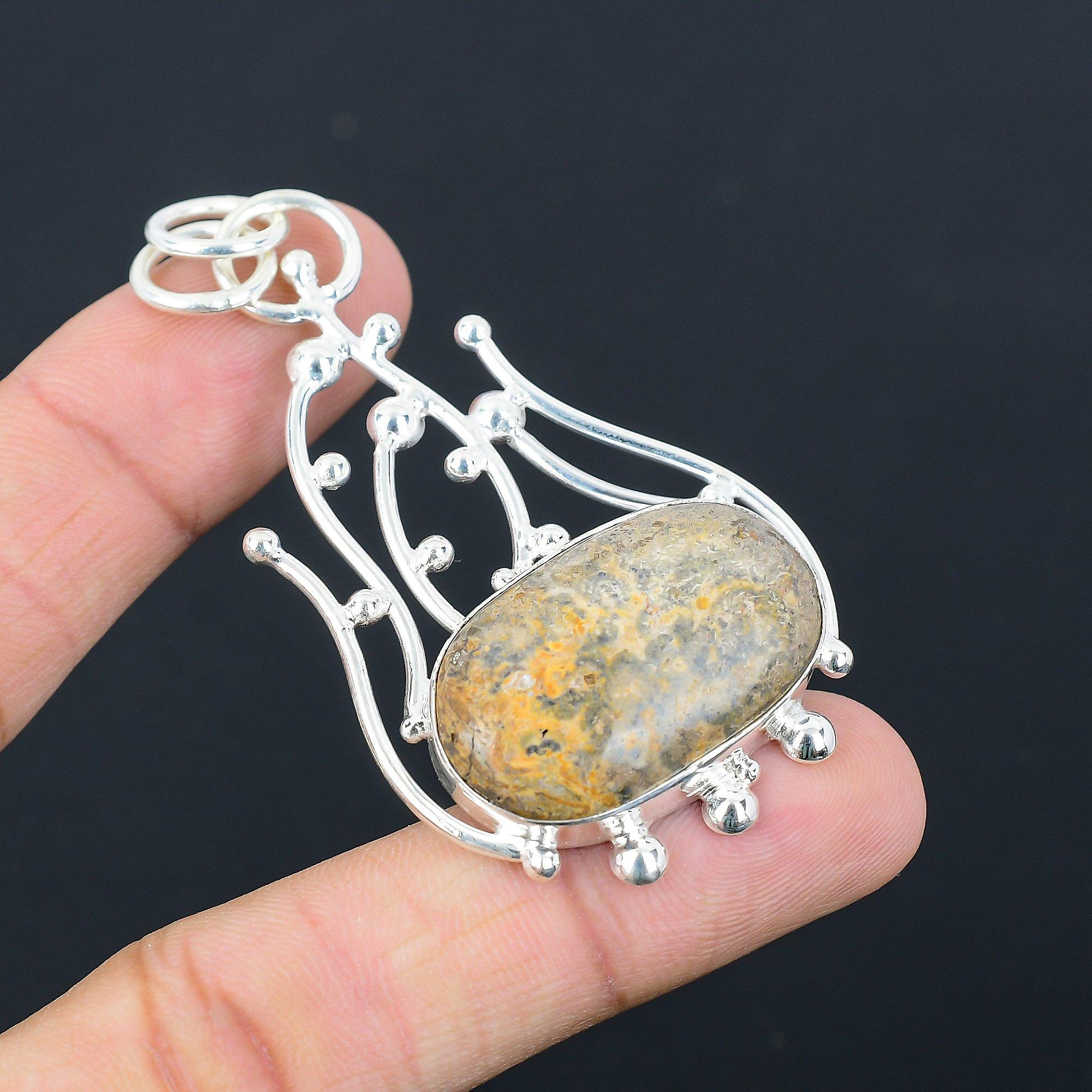 

Sisters Day Deal Sterling Silver Oval Ocean Jasper Stone Mother Pendant Jewelry