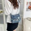Lightweight Denim Zipper Crossbody Bag Stitching Line Embroidery Decoration Bag Hot Sale Casual Youth Women's Shoulder Bags