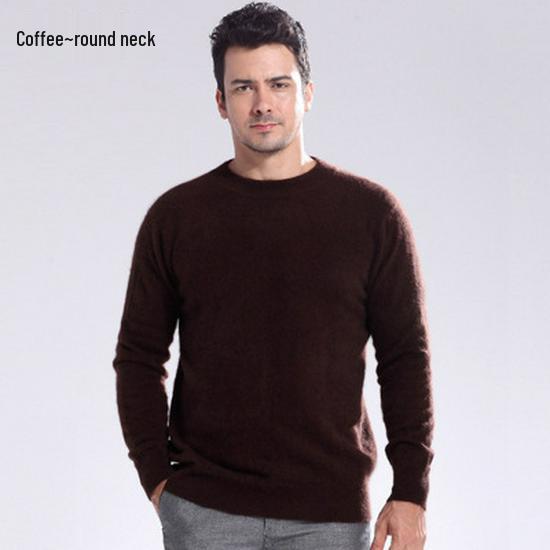 

Мужской кашемировый свитер облегающего кроя с круглым вырезом 2020 года - Большой размер, Утепленный, Однотонный трикотаж 2XL