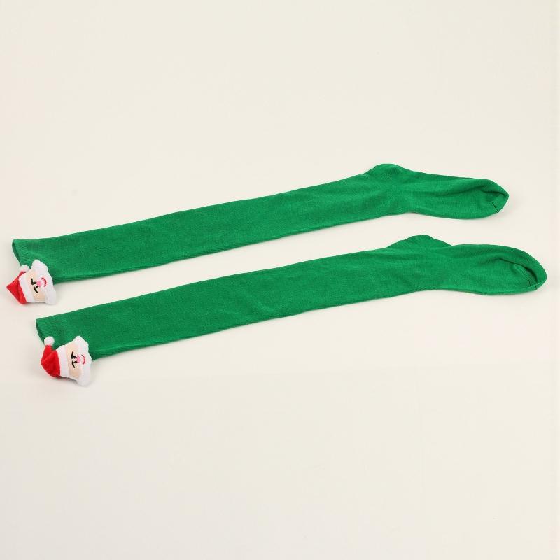 Women Cute Plush Santa Claus Striped Over Knee Long Socks Thigh High Stockings for Christmas Cosplay Costume Hosiery