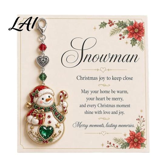 Christmas Themed Bag Tag Keychain with Blessing Greeting Card Vintage Metal Tree Pendant Charm Pendant Holiday Accessory Meaningful Gift