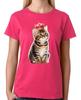 Cute Kitten Princess T-Shirt Queen Cat Wearing A Crown Tee Ladies Womens Top