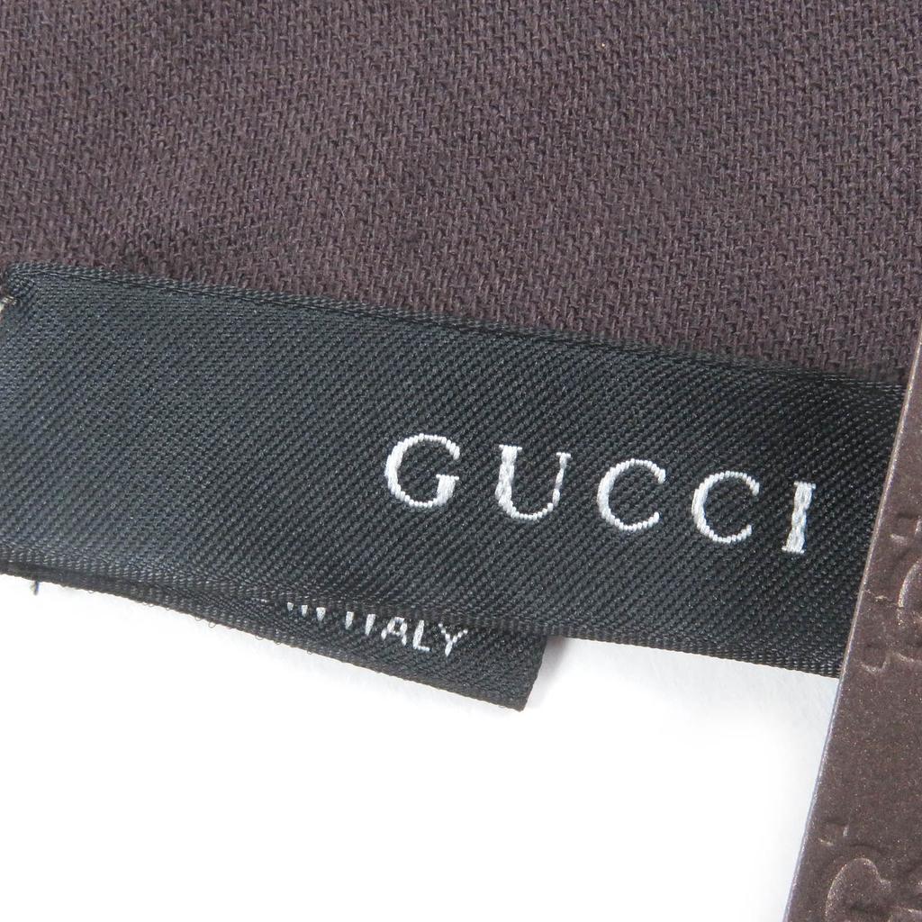 Pristine GUCCI Scarf GG logo jacquard all-over fringe scarf Brown wool mens 165904 Used