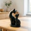 Black Cat Figurine 3D Printed Mother And Kitten Statue Cute Animal Sculpture for Indoor Shelf Desktop Decor Gifts for Cat Lovers