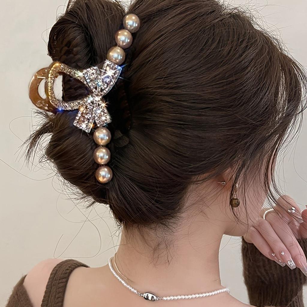 1pc Luxury Imitation Pearl Hair Claw Elegant Retro Hairclip Hair Coiling Tools Perfect Gift Women Daily Wear Hair Clip Accessory