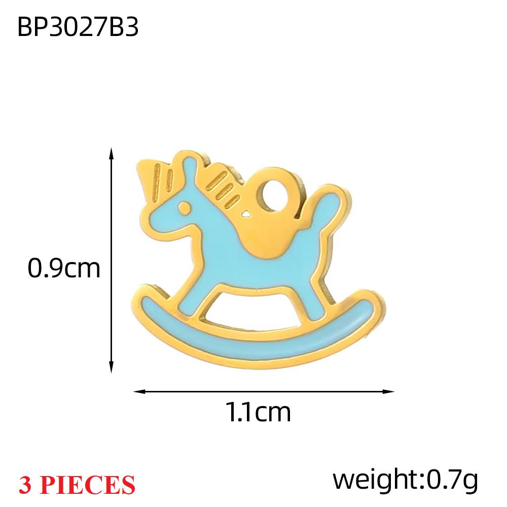 3PCS/LOT CARLIDANA Enamel Turtle Rabbit Bear Charms, Colored Stainless Steel Pendants for Women DIY Necklace Jewelry
