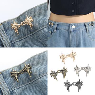 3 kusy Křížená hvězda Pas Utahovací špendlík pro kalhoty Džíny Kovový Pas Stahovací knoflík Spona Brož Klip Pas Fitness Klip