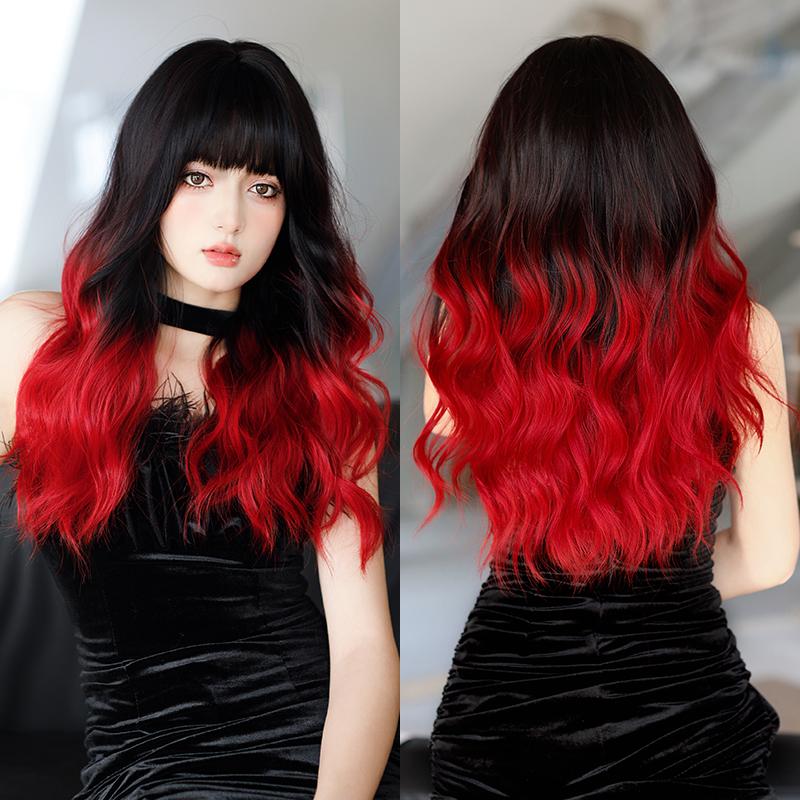 Professional  WIGS Long Body Wavy Sakura Pink Wig for Sweet Girl High Density Synthetic Loose Curly Hair Wig with Bangs Beginner Friendly