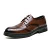 Fashion Italian Brand Men's Leather Casual Shoes Classic Brown Brogue Shoes Office Commuting Men's  Business Work Shoes Versatile