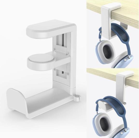 

Under-Desk No-Drill Headphone Stand, 360-Degree Swivel Headphone Hanger, Foldable Headphone Holder белый