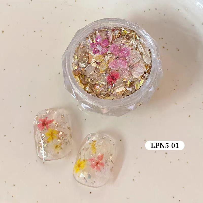 Iridescent Fairy Cloud Nail Art: Opal Shiny Flowers & Dreamy Seven-Color Brocade