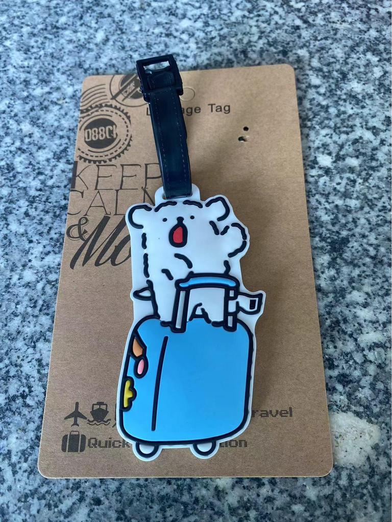 Etichetă moale din cauciuc pentru bagaje, cu desene animate: Bichon Maltez, Golden Retriever și Corgi