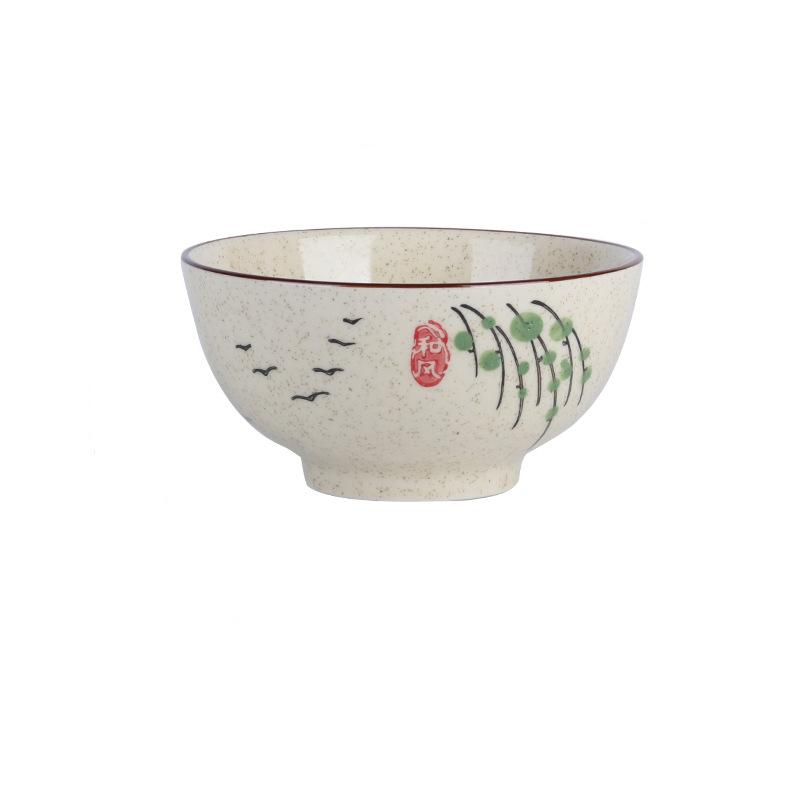 5inch Japanese Style Ceramic Rice Bowl Cereal Soup Dessert Snack Bowl Kitchen Salad Serving Bowl Tableware Microwave Safe 1pcs