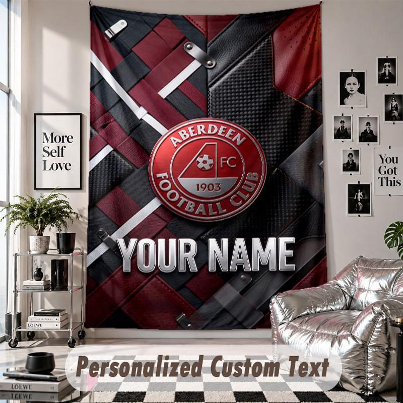 Custom Tapestry Wall Hanging, Aberdeen FC Personalized Name Text Home Wall Decor