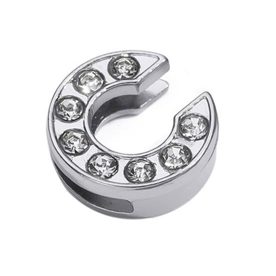 Rhinestone Letter Beads Alloy A To Z Charms Slide Letter Charms Small Spacer Beads for DIY Jewelry Making Keychain Cell Phone Chain Bracelet Craft