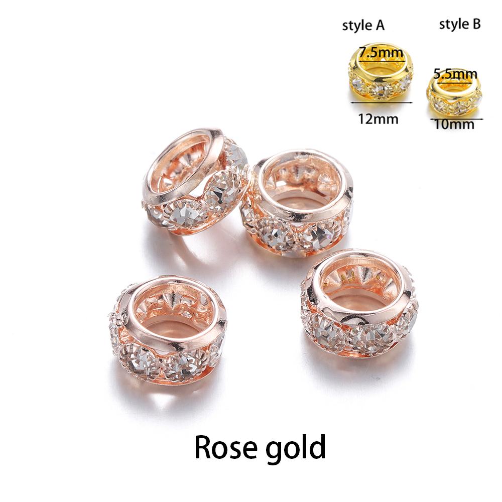 20pcs/lot Rhinestone Spacer Copper Beads Crystal  Rondelles Metal Beads For DIY Jewelry  Making Suppiles