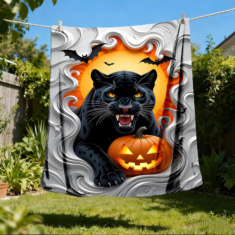 

1pc Black Panther Print Outdoor Blanket, Lightweight Polyester, 80x120cm
