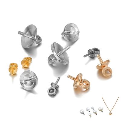 50Pcs/lot Brass Half Hole Charms Eye Pins Beads End Caps Top Drilled Pendant Bails Findings Connectors For Jewelry Makings
