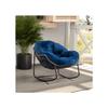 Fauteuil à bascule d'extérieur avec dossier, adapté aux porches, salons, terrasses et jardins, bleu marine