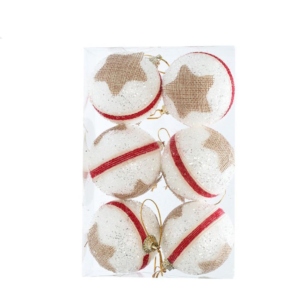 6pcs Creative Christmas Tree Pendant 6cm Hanging Ornament Christmas Foam Ball  Shopping Mall Scene