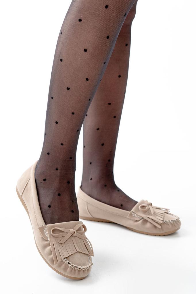 Women's Fashion Flat Heeled Ballerinas Ps Brown Suede Tasseled Daily Ballet Shoes