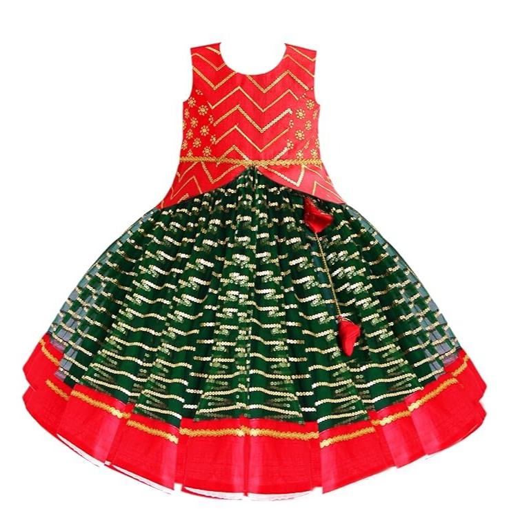 Платье для девочек, Girls Lehenga Choli Combo (Green & Red), Stanwells Kids