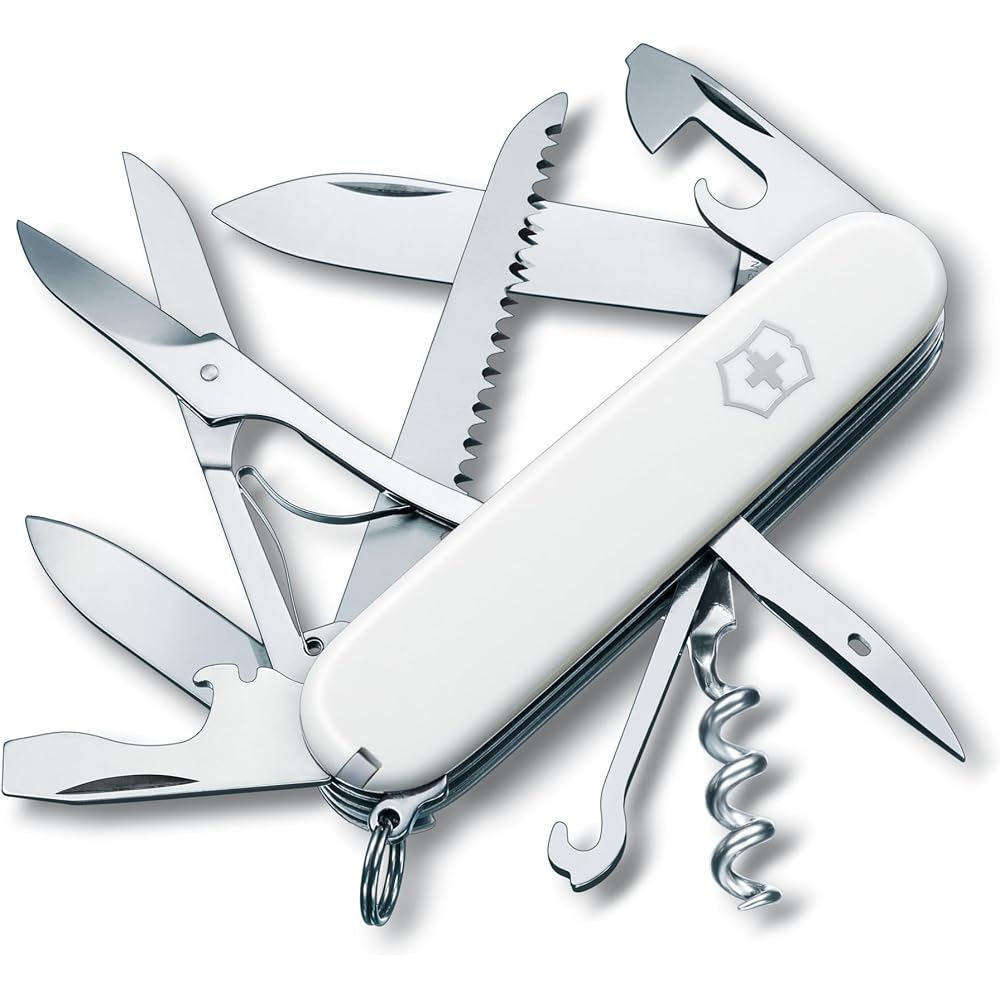Victorinox Huntsman White Swiss Army Knife 15 Functions Compact Multi-Tool for Camping Hiking Emergency Preparedness