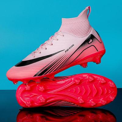 High-top Football Shoes Men's and Women's AG Spikes Artificial Grass Children's Large-size Training Sports Adult Shoes