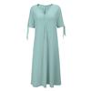 Women's Fashion Casual Color Round Neck Button Off Shoulder Short Sleeve Pocket Dress