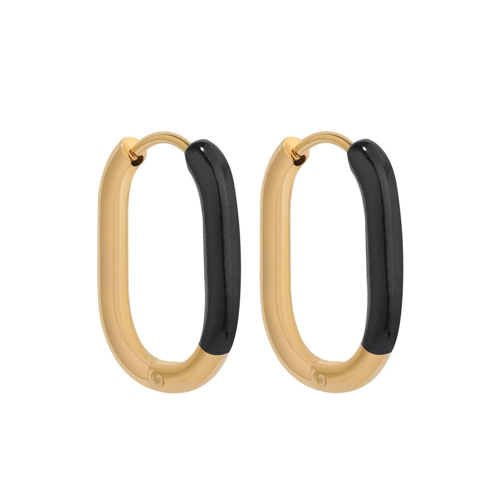 1 Pair Stainless Steel Enamel Rectangle Hoop Earrings Gold Color Small Hoop Earrings for Women Kids Fashion Jewelry Wholesale