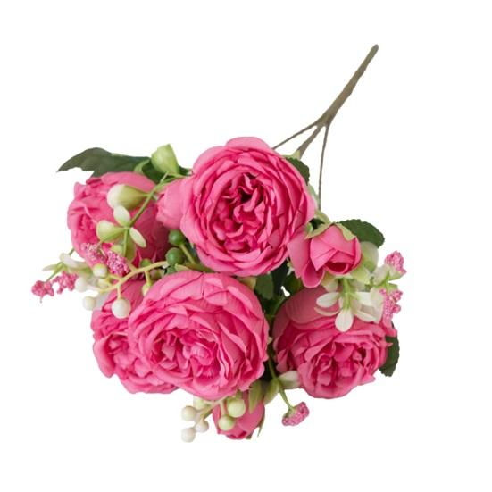 Realistic 5-Head Artificial Peony Flower with 4 Buds Lifelike Faux Silk Flower Bouquet for Vase Wedding Bouquets DIY Crafts Valentine's Day Home