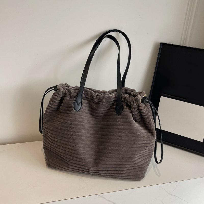Autumn/winter Corduroy Shoulder Bags Large Capacity Furry Women's Bags High Quality String Soft Versatile Handbags CLE