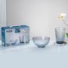 Glass Cup and Bowl Gift Set with Vertical Stripes