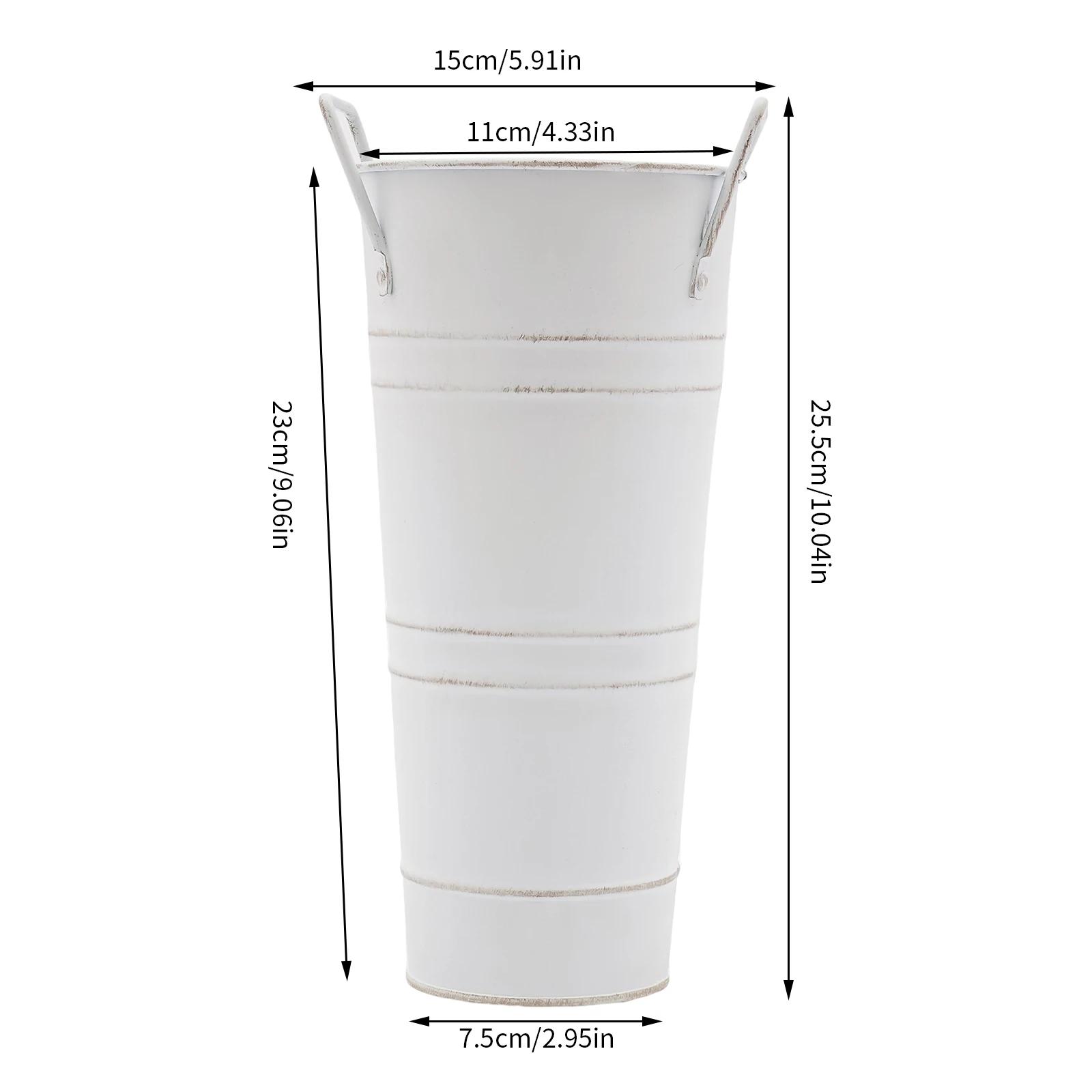 

8PCS Galvanized Metal Flower Vases-Rustic Farmhouse Bucket Vases with Handles for Bouquets-for Home,Weddings, Table Centerpieces