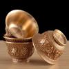 Engraving Buddhism Bowl Handicraft 8.7 CM Bronze Eight Auspicious Tibetan Holy Water Cup Tantric Bowl Altars Indoor Decorative