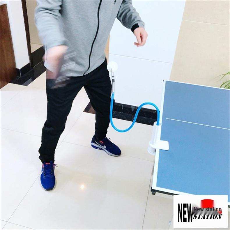 Table Tennis Training Machine with Large Clamp and Blue Rod for Technique Enhancement