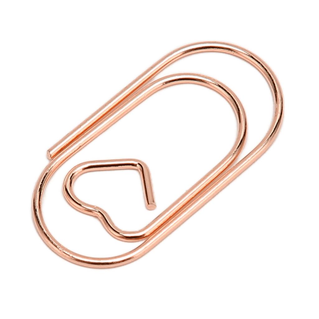 100pcs Paper Clips Portable Hrt Shape Rustproof Electroplated Metal Paperclips Supplies