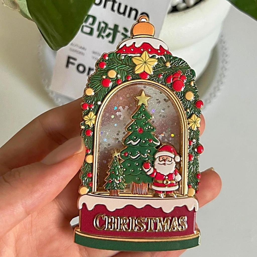 Christmas Tree Fridge Magnets Metal Santa Claus Refrigerator Sticker Creative Relief Quicksand Magnetic Stickers Decoration